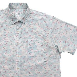 Peter Millar Seaside Cascade Koi Cotton Blend Sport Shirt Blue Mens XL